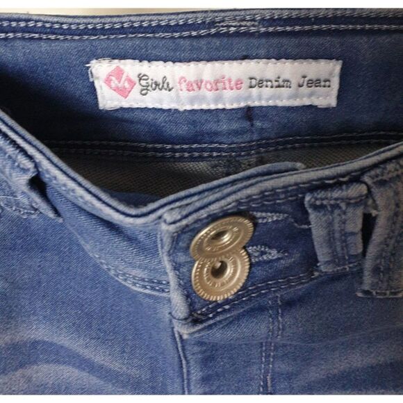 Girls Denim Stretch Jeans 7/8 Adjustable Waist Skinny Leg NWOT - Picture 3 of 5